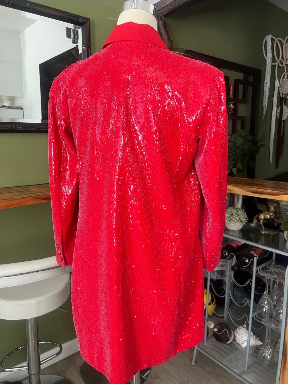 Semi new Anthropologie Maeve Sequin Blazer Dress Red Coat Mini Dress size 4P - Picture 12 of 14